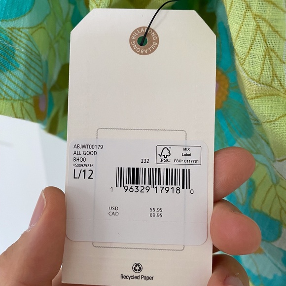 NWT Billabong All Good Button-Down Top - Picture 4 of 5